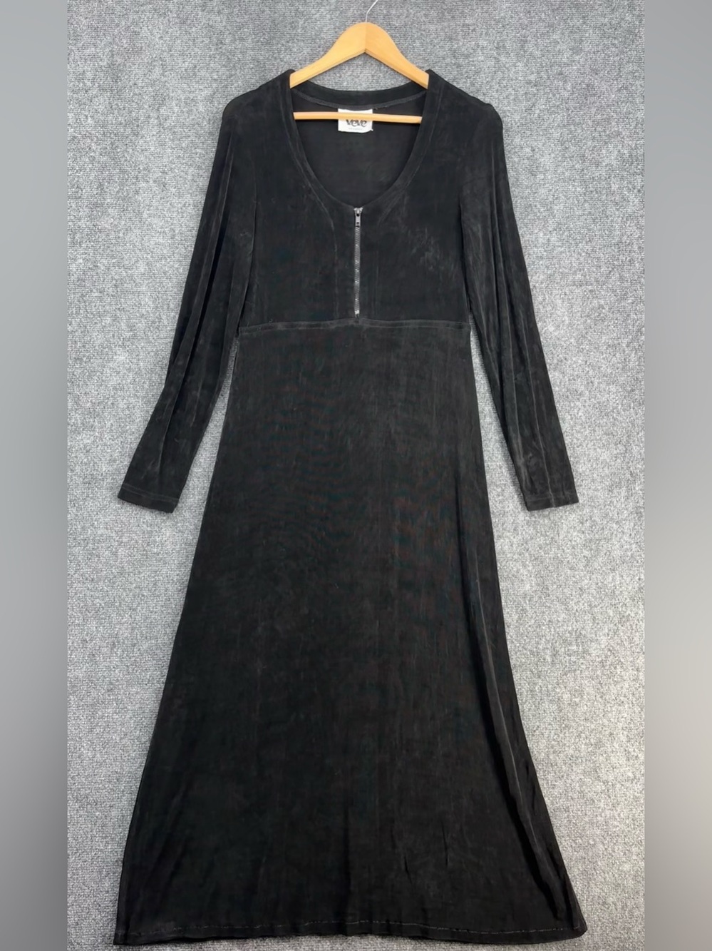 VTG Y2K VeVe Black Liquid Knit Maxi Dress Women’s 8 90’s Grunge Whimsigoth